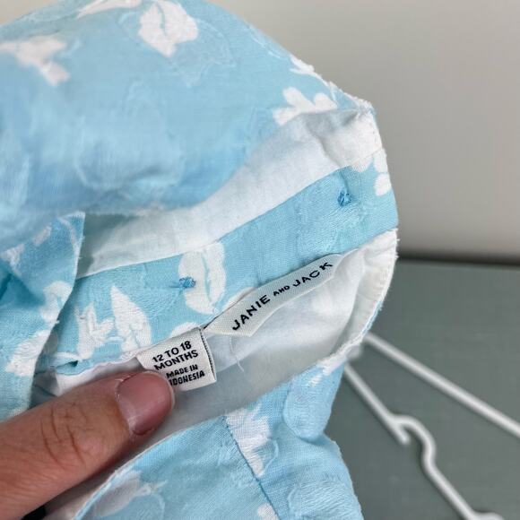 Janie and Jack Floral Jacquard Jumpsuit Sky Blue Floral 12-18 Months - Picture 5 of 7